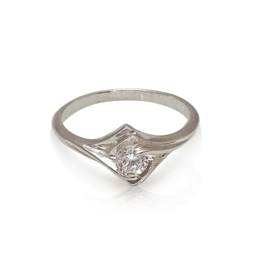 Art Deco inspired Diamond Ring, Geometric Style Diamond Ring, Solitaire Diamond Engagement Ring, Bridal Diamond Ring (0.25 ct. tw.)