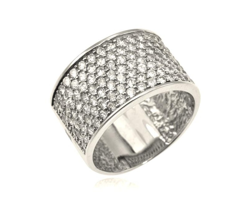 Seven Row Pavé Diamond Ring in White Gold (1.95 ctw)