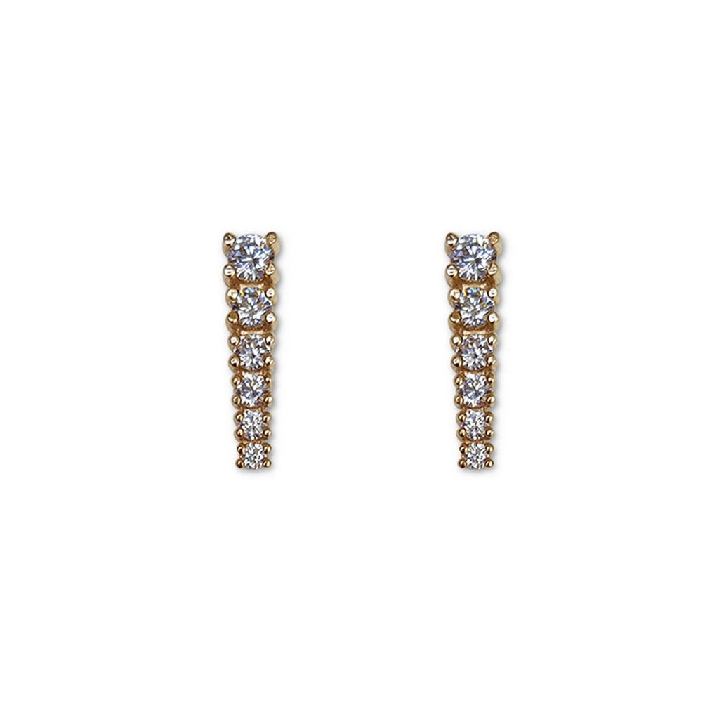 Diamond Graduated Earrings in 14K White Gold, Diamond Studs, pave Diamond bridal studs, pave diamond studs, diamond earrings for her  