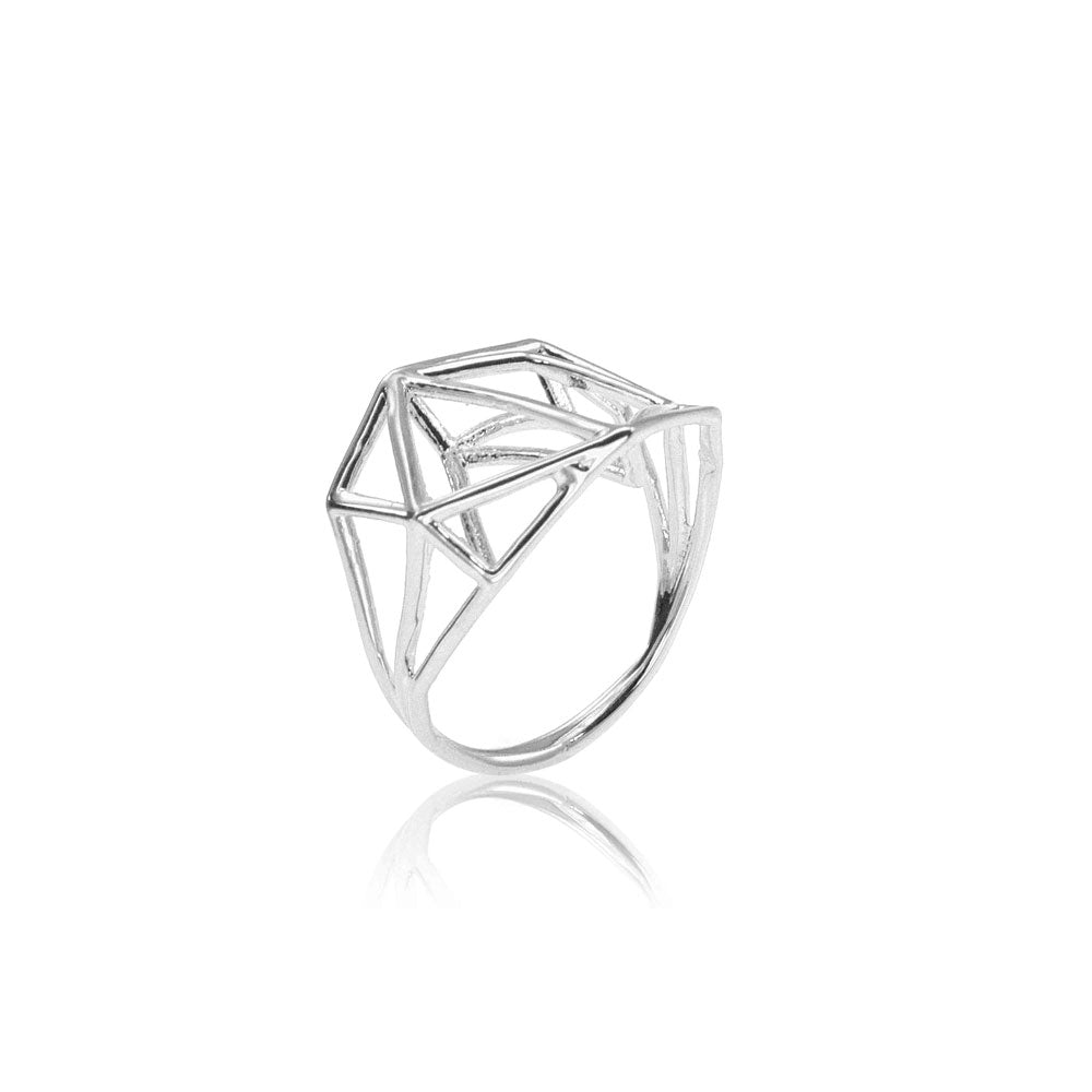Osnat Har Noy Jewelry, 14k gold ring, 14k white gold geometric ring, 3D ring