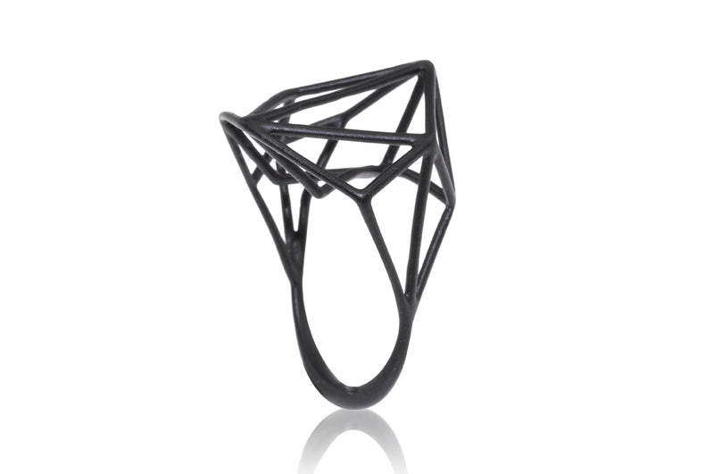 Osnat Har Noy Jewelry, geometric black ring, black architecture ring, black jewelry, black geometric ring, designer ring