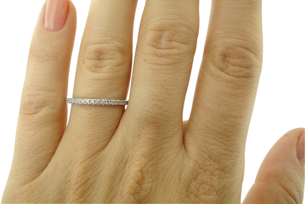 diamond eternity ring,  wedding band, Pavé Diamond Ring in 14k White Gold, diamond band, diamond stackable