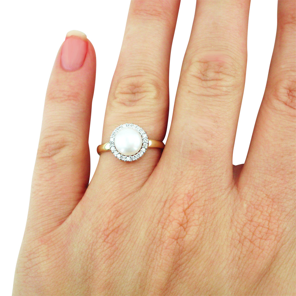 engagement ring, pearl Diamond halo engagement ring, diamond ring, wedding band
