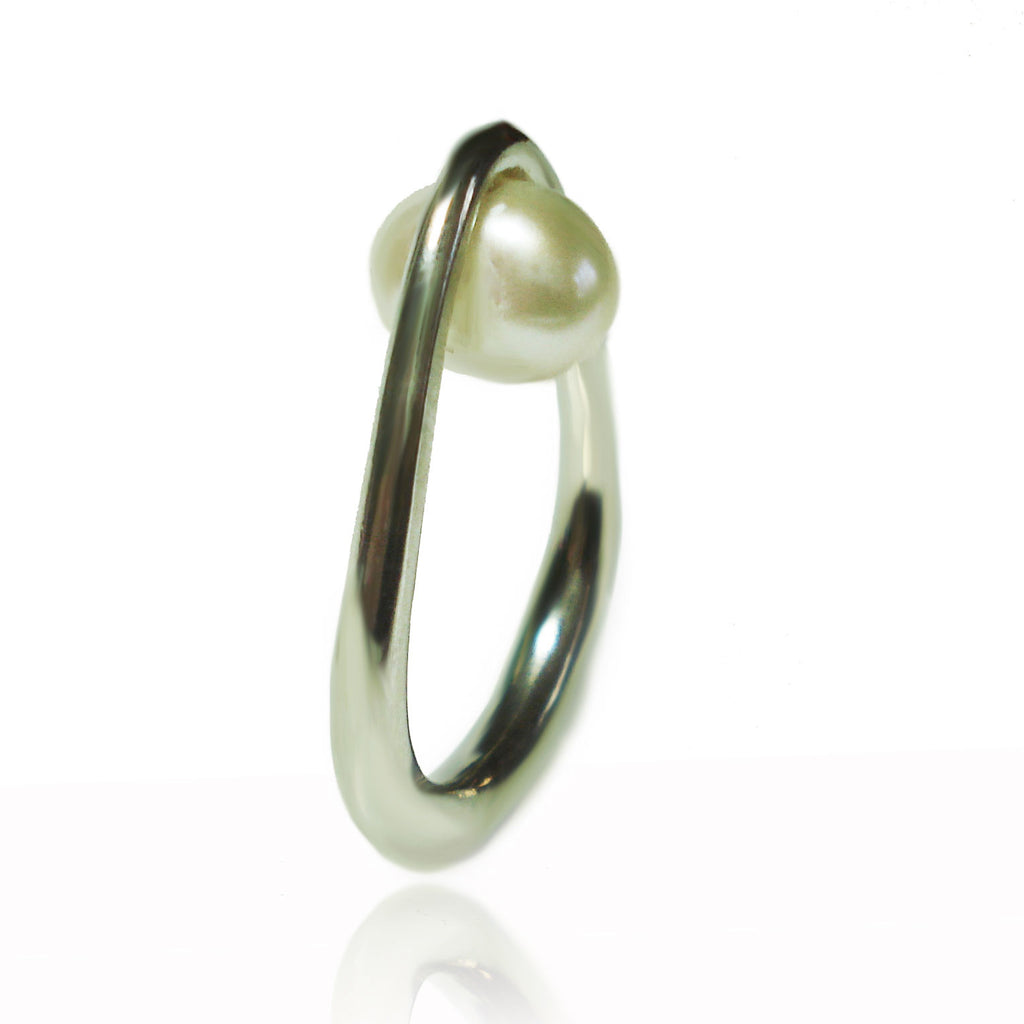 geometric ring, pearl ring, pearl jewelry, Geometric pearl ring, geometric engagement ring, june birthstone ring, unique pearl ring, bridal ring, pearl jewelry