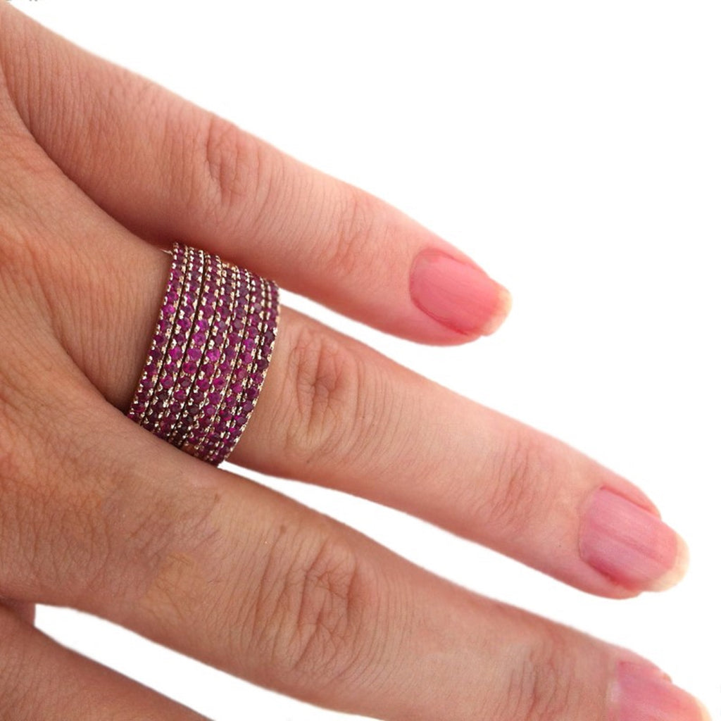 ruby birthstone stacker ring, 14k ruby stacker, fashion stacker, dainty ruby ring, inexpensive ruby ring, half eternity ruby band 