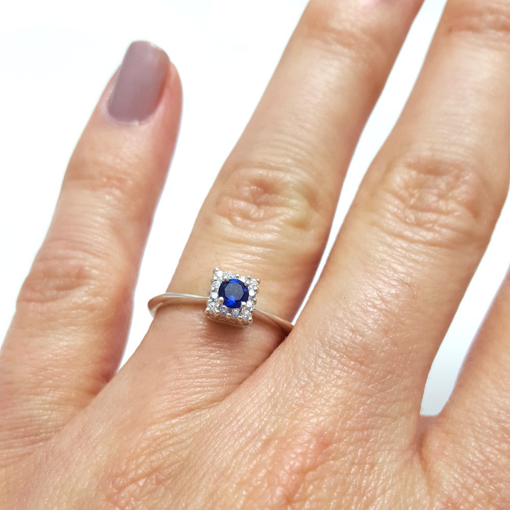 sapphire minimalist ring stacker, sapphire halo diamond ring, sapphire engagement ring stacker, unique engagement ring, sapphire ring, anniversary ring, sapphire engagement ring