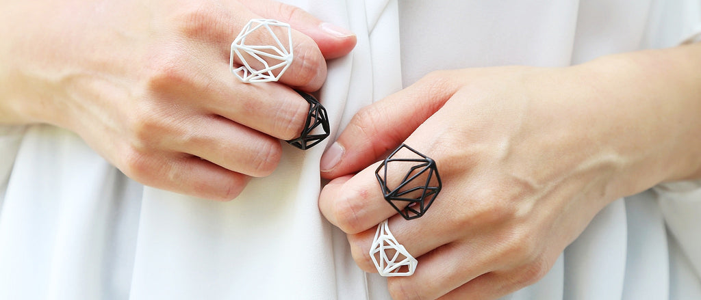 geometric minimalist jewelry, designer geo ring, black ring, geometric ring