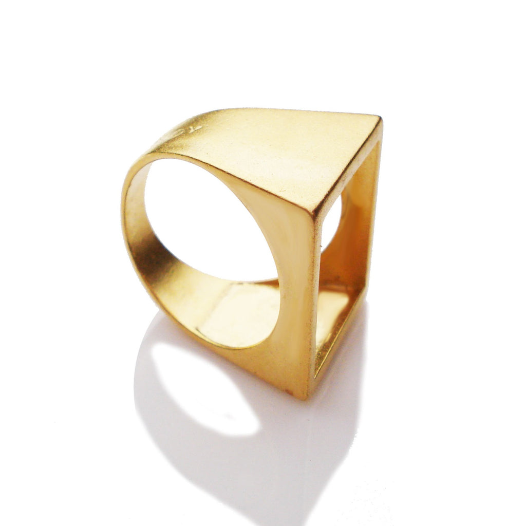 Open Square Ring in Yellow Gold
