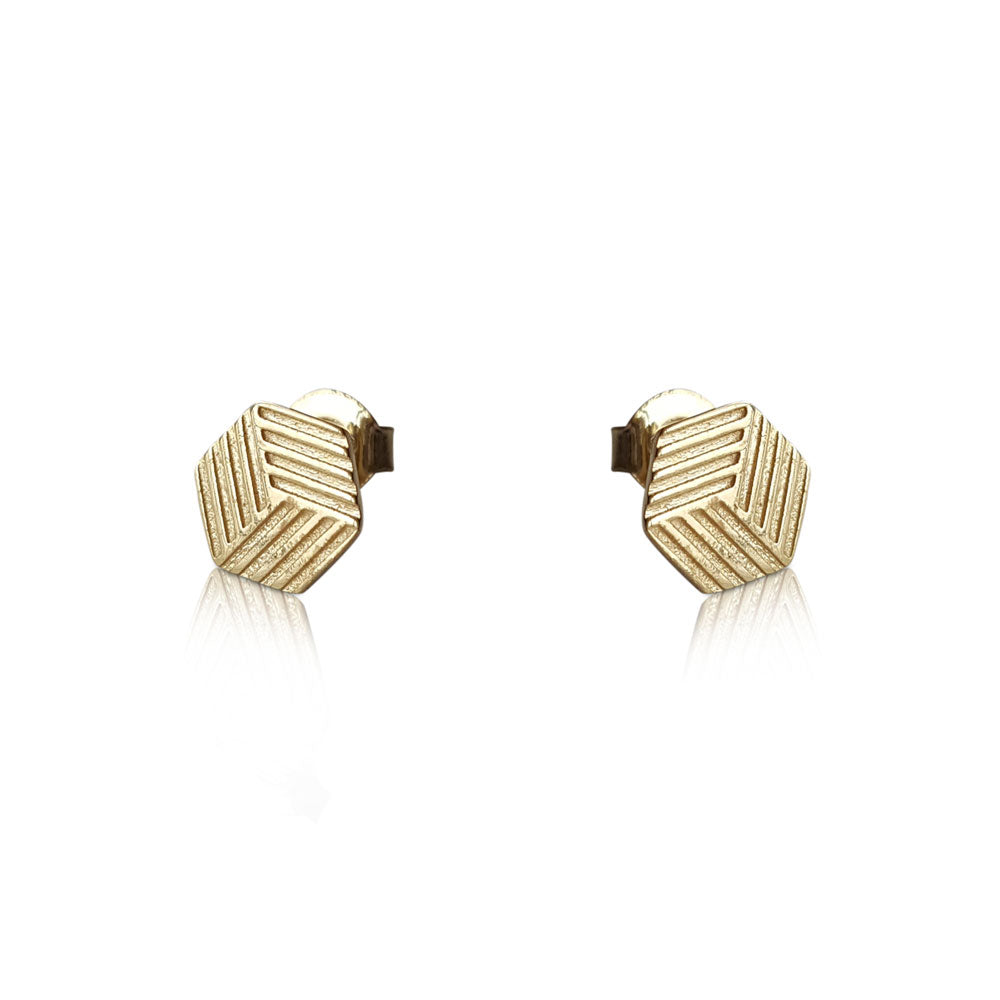 14k Solid Gold Hexagon Studs, Minimalist Earrings, 14K Hexagon Stud Earrings, Hexagon Stud Earrings, Hexagon Earrings, 6 Sided Polygon Earrings