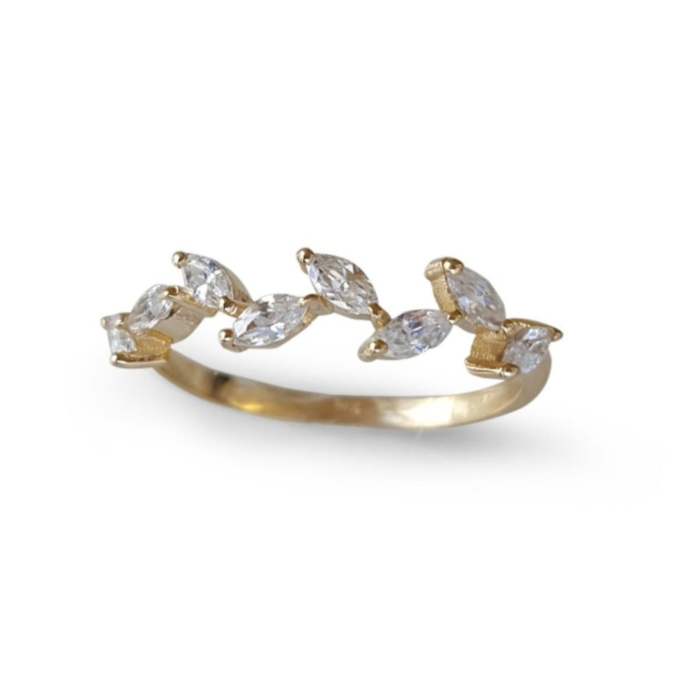 Diamond Eight Stone Ring in 14K White Gold, Marquise-cut Diamond Band, Diamond Anniversary Ring, Diamond Engagement Ring (1.1 ct. tw.