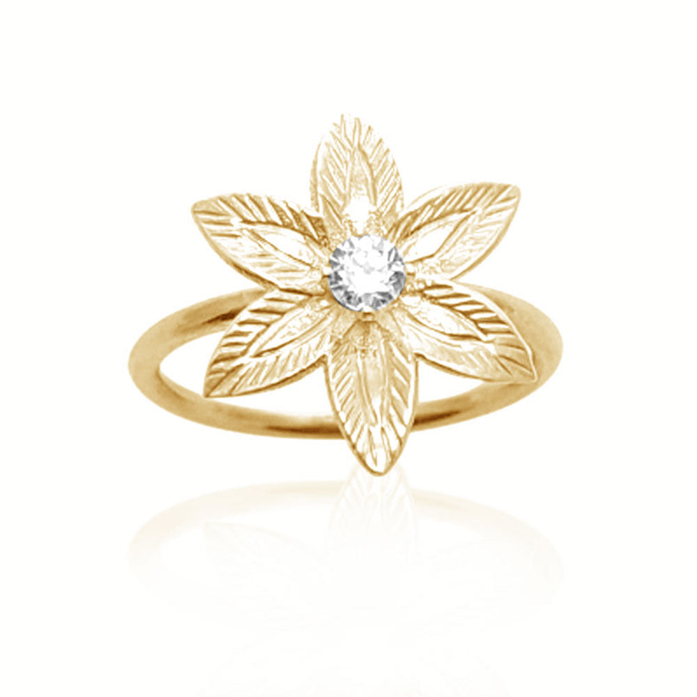 Diamond Flower Engagement Ring in 14K yellow gold, diamond ring, flower engagement ring 