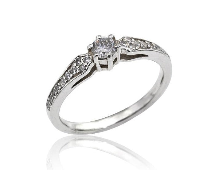 Vintage Inspired diamond engagement ring in 14k white gold, Antique Style Diamond Engagement Ring, 0,33ct Art Deco Style Diamond Ring