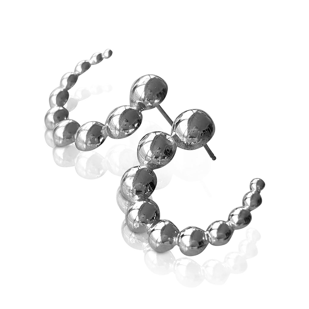 Front-Facing Hoop Earrings in Sterling Silver, Hoop earrings, hoop bobble earrings, hoop studs, minimalist earrings, minimalist hoop silver earrings 