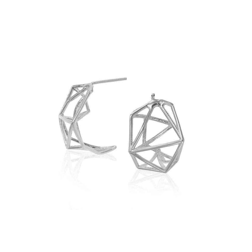 Geometric Stud Earrings, 14K white Gold Geometric Stud Earrings, Geometric studs Earrings, Minimalist Earrings