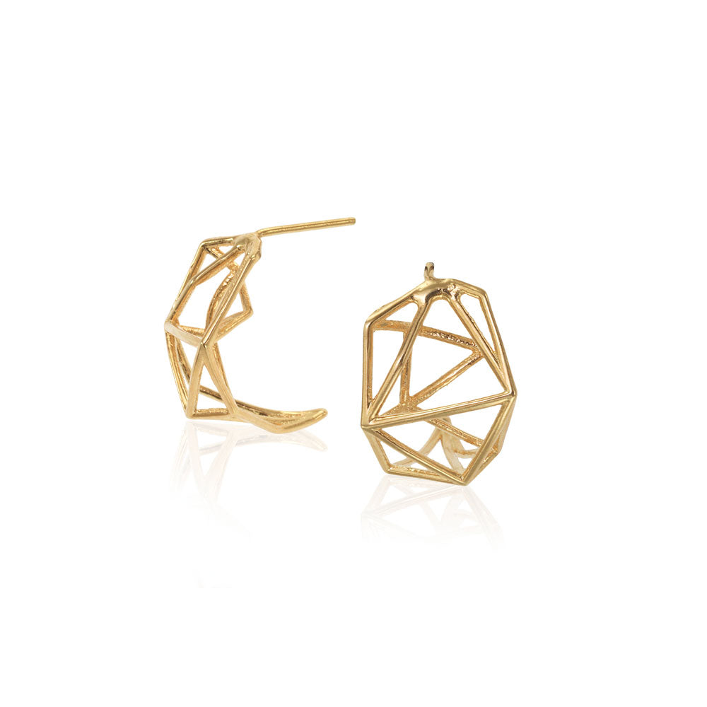 Geometric Stud Earrings, 14 Karat Yellow Gold Geometric Stud Earrings, Geometric studs Earrings, Minimalist Earrings