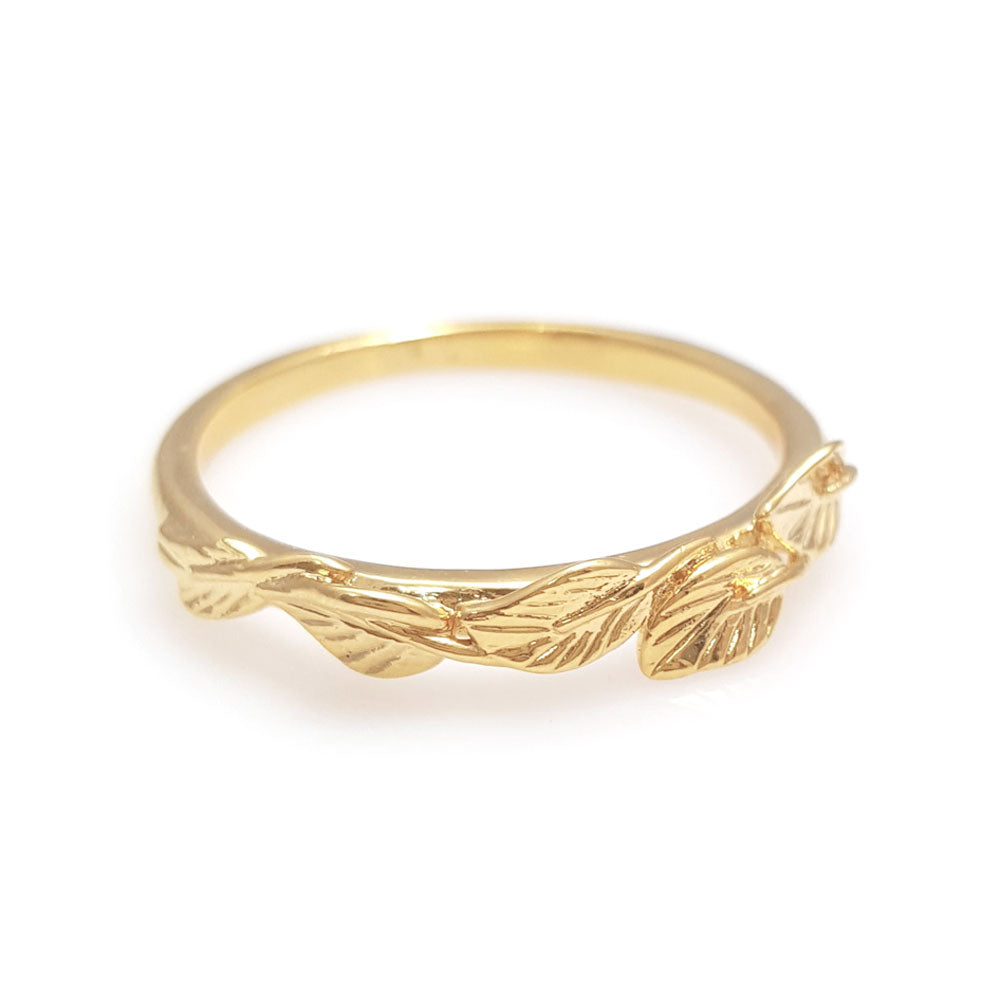 Leaves matching wedding band in 14 Karat Yellow Gold, leaf ring, vine ring, matching wedding band 