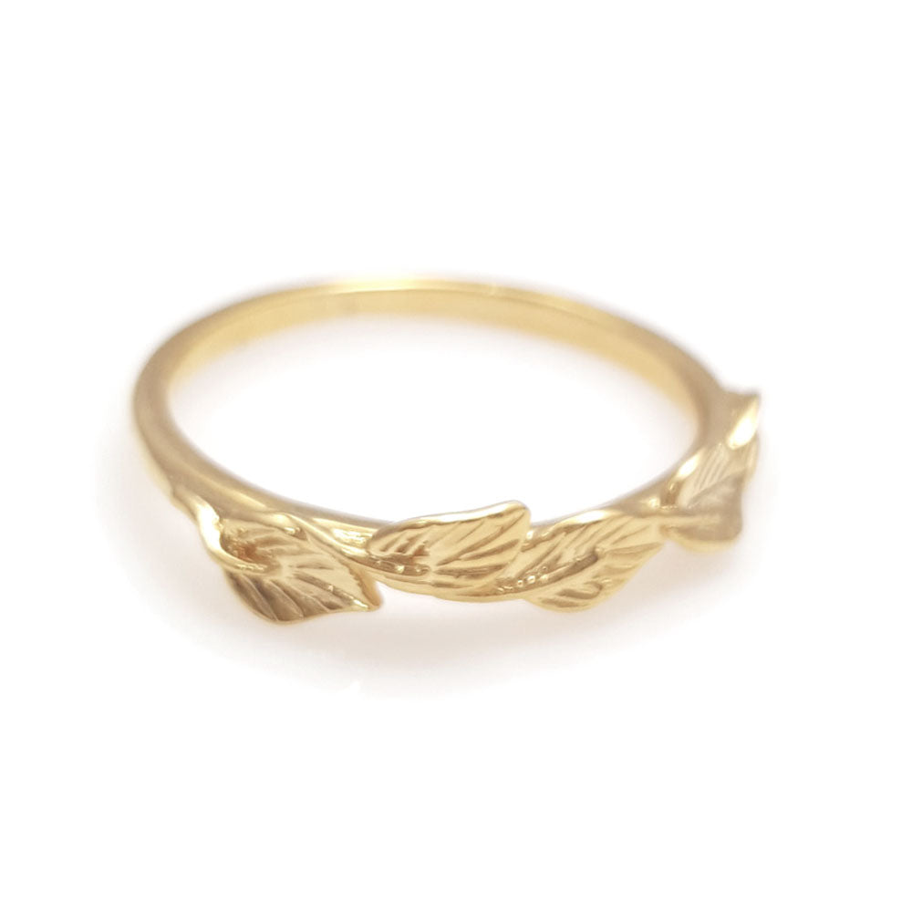 Leaves matching wedding band in 14 Karat Yellow Gold, leaf ring, vine ring, matching wedding band, weddings
