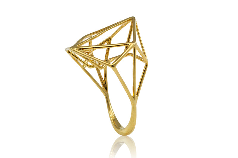 Osnat Har Noy Jewelry, geometric ring, designer ring, gold plated geometric ring, geometric jewelry,gifts for her, unique geometric ring 
