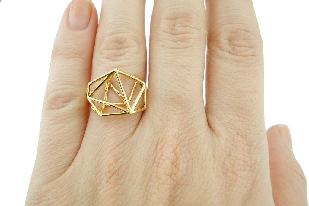 Geometric Ring in White Gold