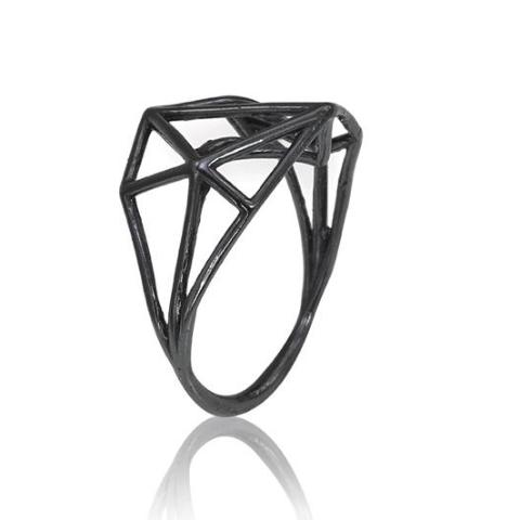 Osnat Har Noy Jewelry, black jewelry, architecture ring, geometric jewelry,  designer ring,  black geometric ring, architecture ring, geometric ring