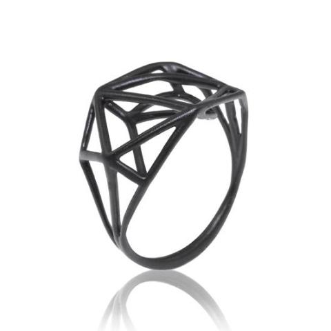 Osnat Har Noy Jewelry, geometric black ring, urban ring, geometric jewelry, black ring, designer ring