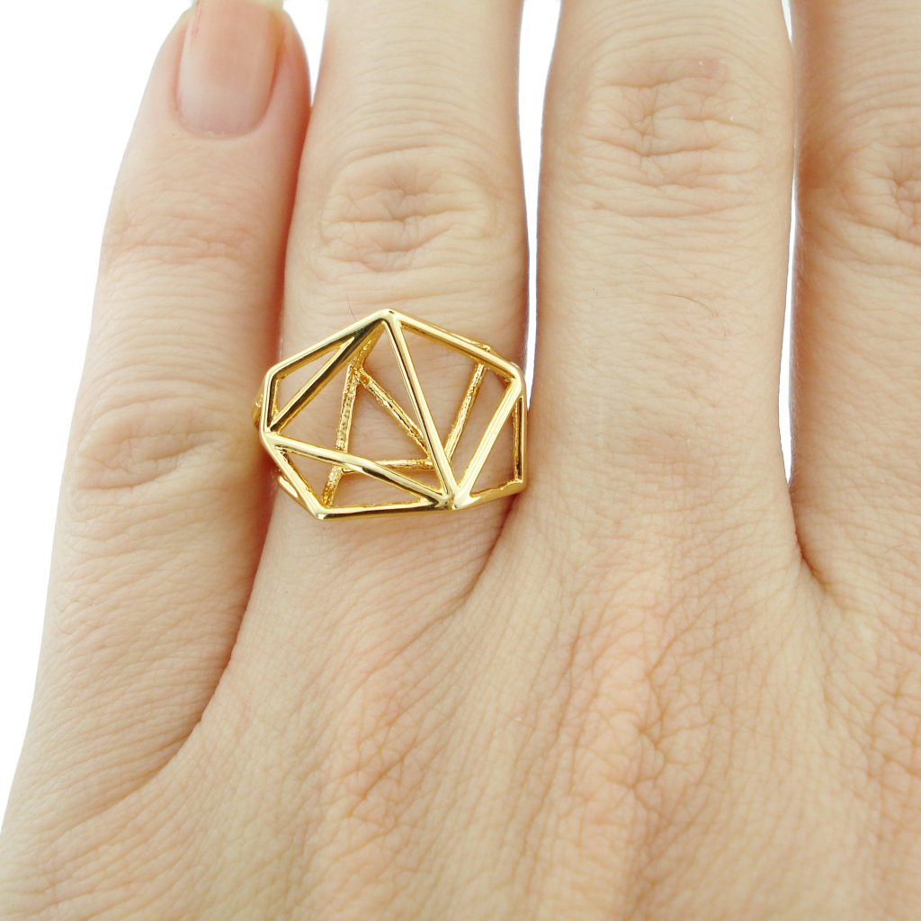 Geometric Ring in Gold-plated Brass