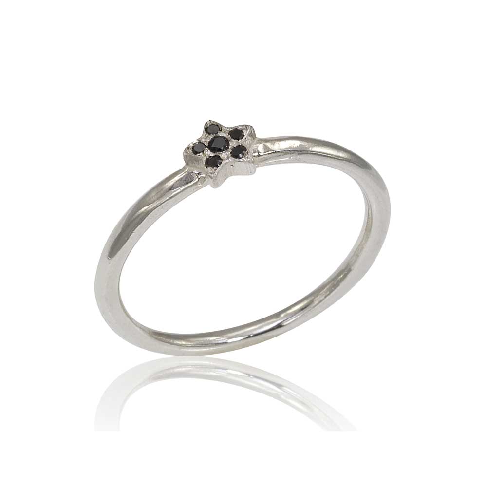 Osnat Har Noy jewelry, black diamond star ring, 14k star ring with black diamonds, 14k black diamond ring, black diamond engagement ring