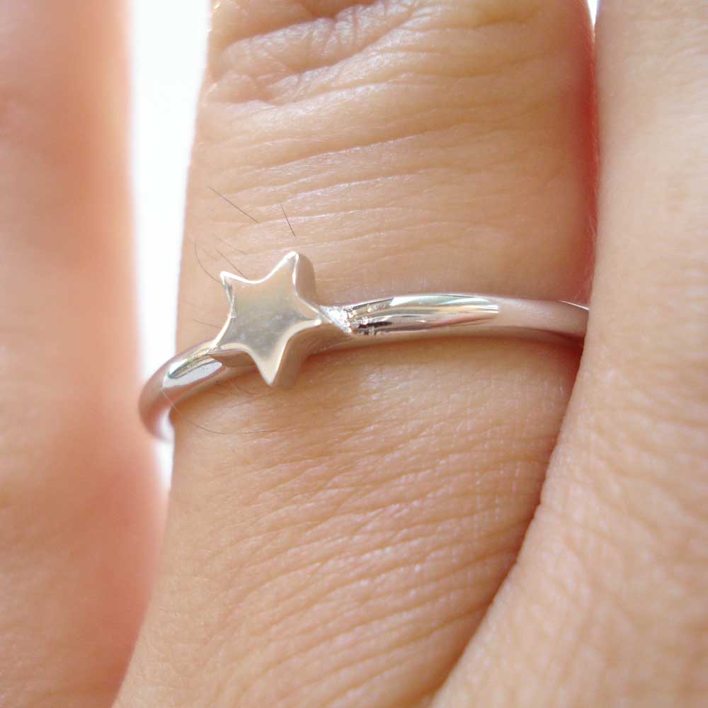 Osnat Har Noy jewelry, solid gold star ring, 14k gold star ring, 14k white gold star  ring, star stacker ring, star solid gold ring, star engagement ring