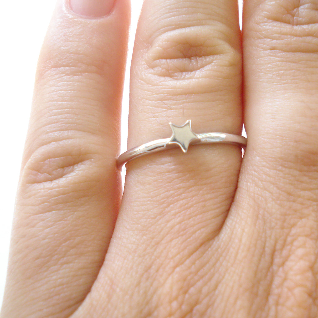 Osnat Har Noy jewelry, solid gold star ring, 14k star engagement ring, 14k white gold star  ring, star stacker ring, star solid gold ring, star engagement ring