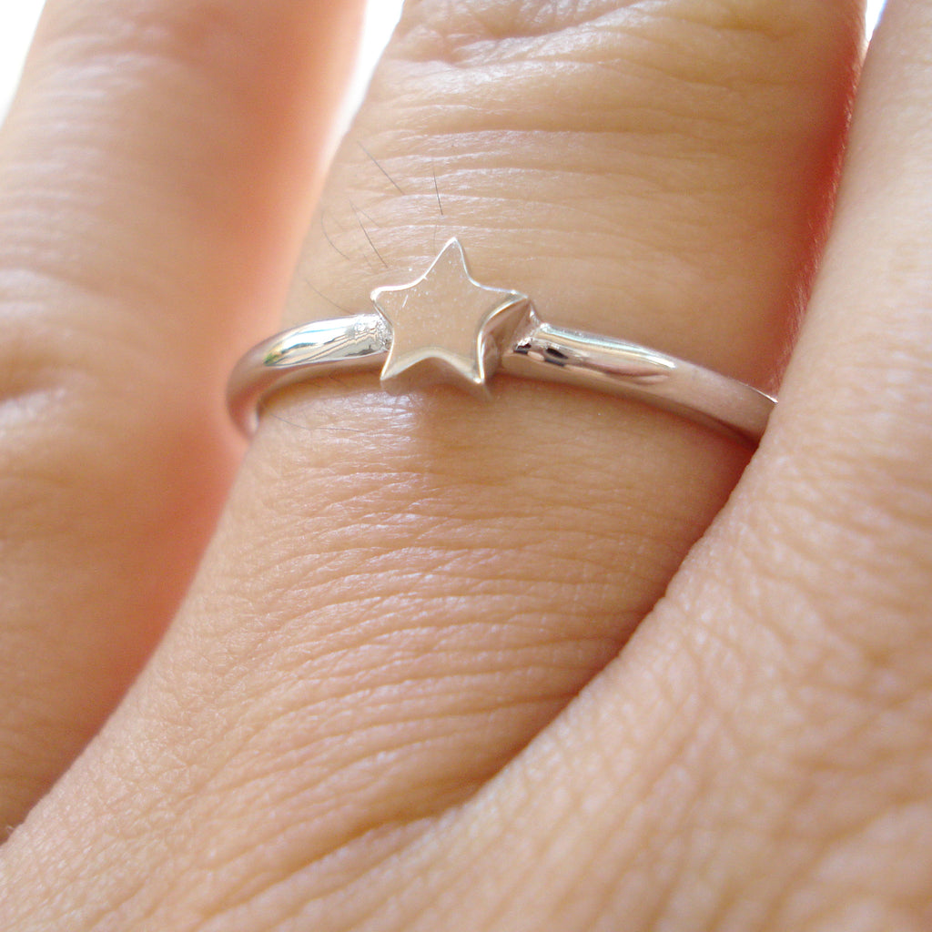 Osnat Har Noy jewelry, solid gold star ring, 14k star ring, 14k white gold star  ring, star stacker ring, star solid gold ring, 14k star engagement ring
