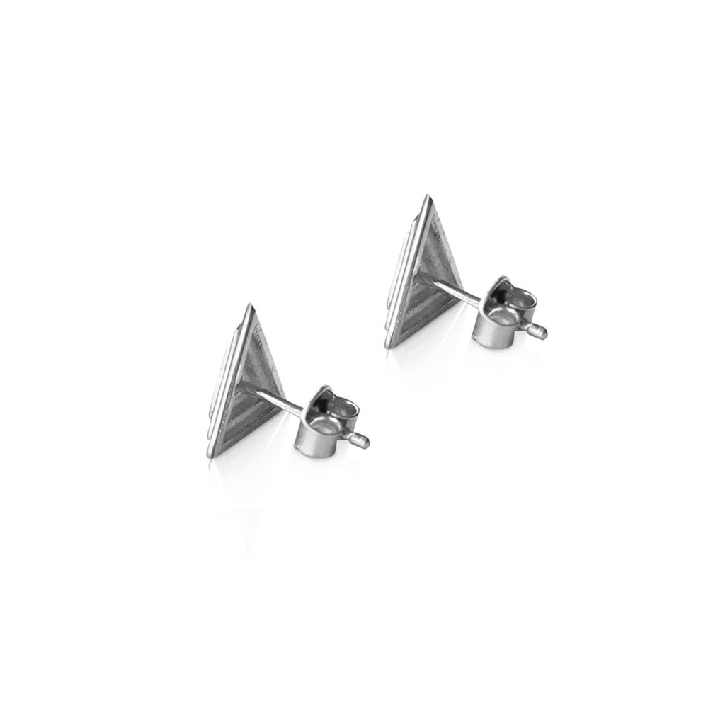 Pyramid stud earrings, 14K white gold pyramid stud earrings, triangle earrings, solid gold stud earrings