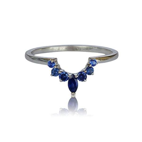Sapphire ring, nesting ring, crown ring, matching band, matching wedding band, stackable ring