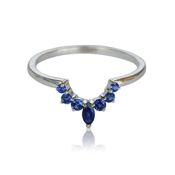 Sapphire ring, nesting ring, crown ring, matching band, matching wedding band, stackable ring, bridal ring