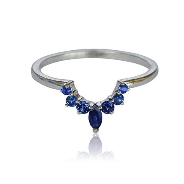 Sapphire ring, nesting ring, crown ring, matching band, matching wedding band, stackable ring, unique band