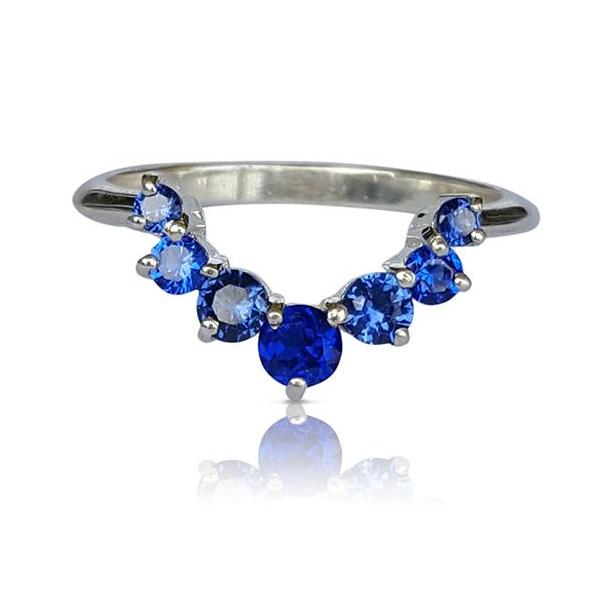 Sapphire ring, sapphire nesting ring, crown ring, matching band, matching wedding band, unique wedding band, stackable ring