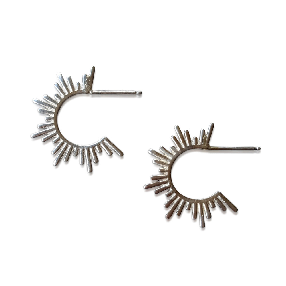 Spike Hoops, Solid Gold Spike earrings, Minimalist Earrings, 14K Spike Stud Earrings, Hoop Earrings, Spike Hoop Gold Earrings