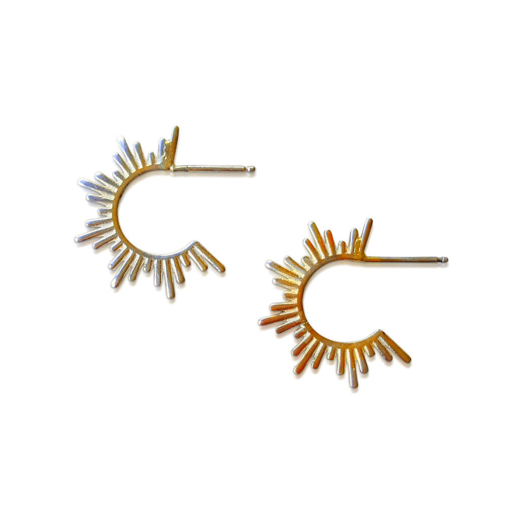 Spike Hoops, Solid Gold Spike earrings, Minimalist Earrings, 14K yellow gold Spike Stud Earrings, Hoop Earrings, Spike Hoop Gold Earrings