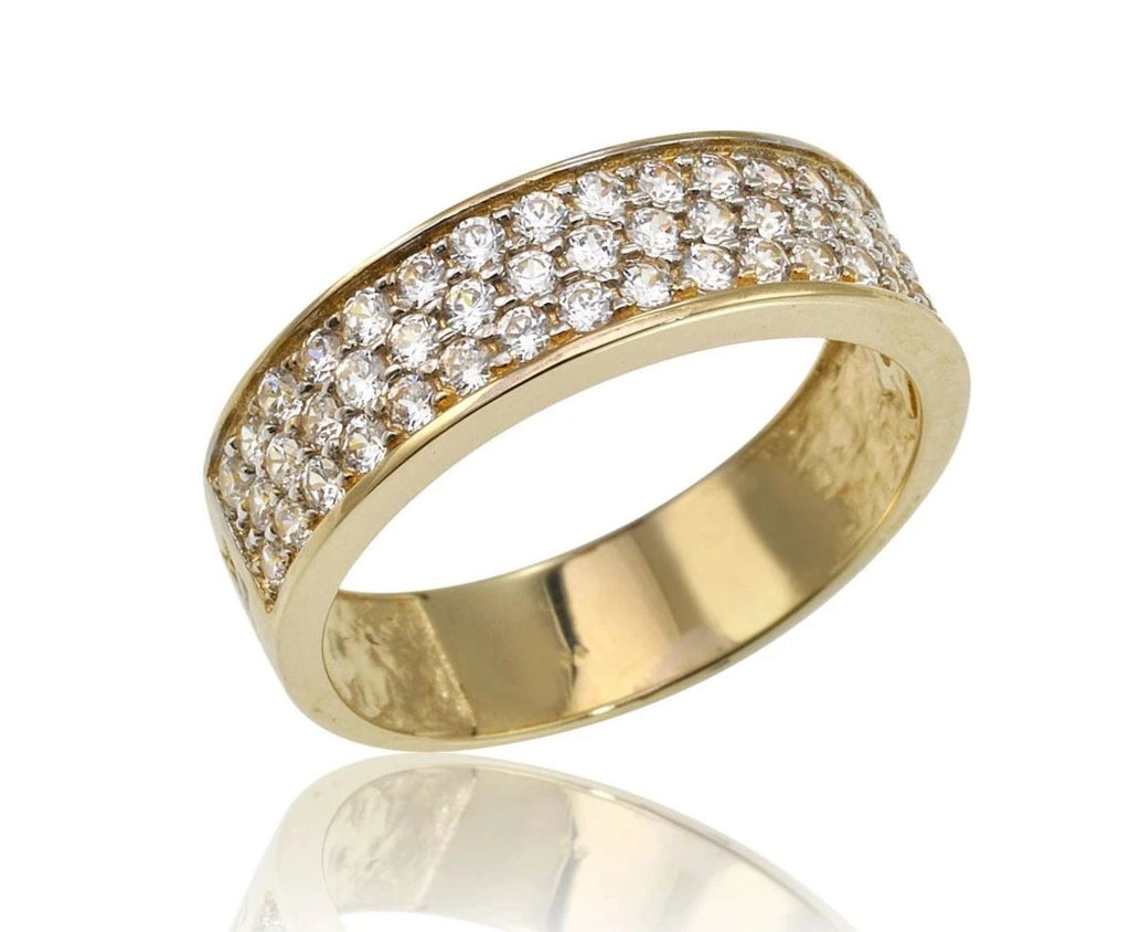 Triple row diamond ring, engagement ring, wedding band, pave diamond ring, pave bridal ring, three rows diamond band