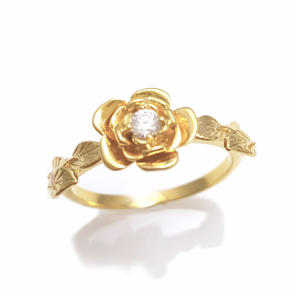 diamond rose engagement ring, diamond Leaf Ring, rose ring,  14K diamond Leaves Ring, Vintage, 14 KARAT vine ring,  flower Ring, diamond rose ring