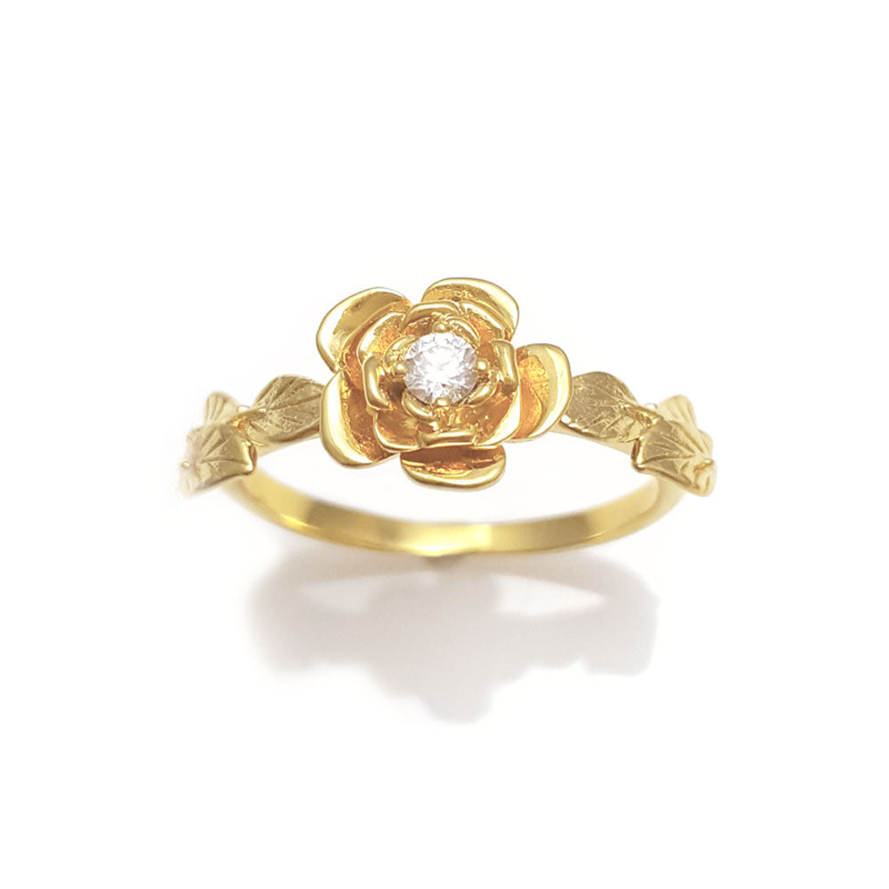 14K Gold Diamond Flower Ring
