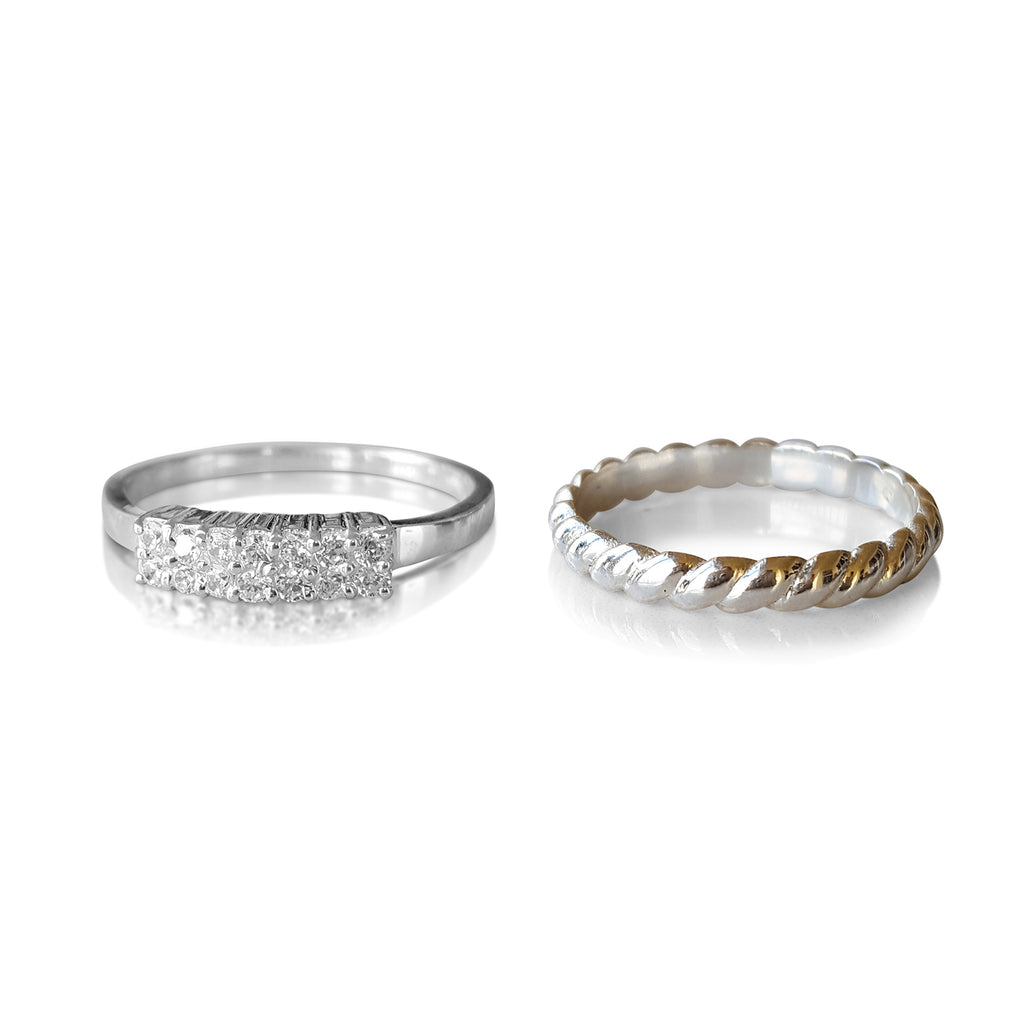 matching engagement and wedding band, matching bridal set, diamond ring and matching braid ring, Wedding stacker