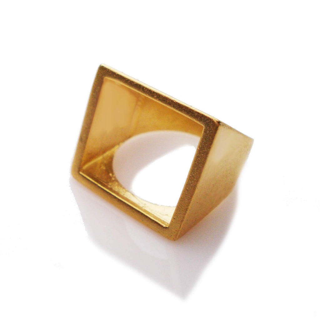 open square ring, brass geometric ring, square ring, minimalist ring square jewelry, geo ring, open square minimalist ring