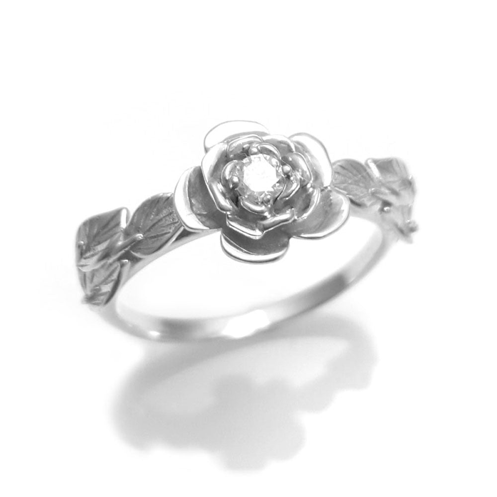 rose engagement ring, diamond Leaf Ring, rose ring,  14K diamond Leaves Ring, Vintage engagemen ring,  vine ring, Antique,  diamond r